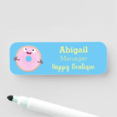 かわいいハッピーピンクのグレーズドナートカートーン 名札 (インサイチュ)