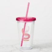 かわいいハッピーピンクのミミズ漫画 アクリルタンブラー (裏面)