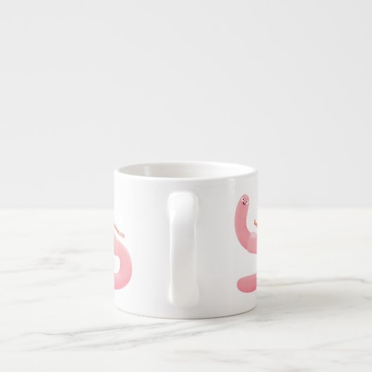 かわいいハッピーピンクのミミズ漫画 エスプレッソカップ (裏面)