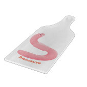 かわいいハッピーピンクのミミズ漫画 カッティングボード (角)