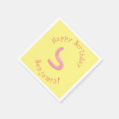 かわいいハッピーピンクのミミズ漫画 スタンダードカクテルナプキン (角)