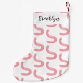 かわいいハッピーピンクのミミズ漫画 スモールクリスマスストッキング (裏面)