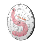 かわいいハッピーピンクのミミズ漫画 ダーツボード (正面右)