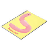 かわいいハッピーピンクのミミズ漫画 ノートブック (左側)