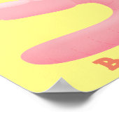 かわいいハッピーピンクのミミズ漫画 ポスター (角)