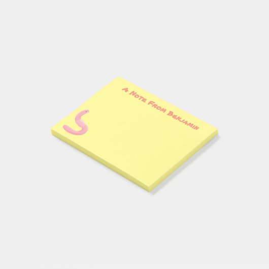 かわいいハッピーピンクのミミズ漫画 ポストイット (アングル)