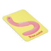 かわいいハッピーピンクのミミズ漫画 マグネット (右側)