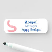 かわいいハッピーピンクのミミズ漫画 名札 (インサイチュ)