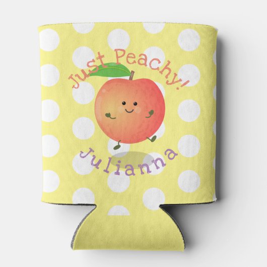 かわいいハッピーピーチイエローアニメイラストレーション 缶クーラー (裏面)