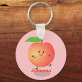 かわいいハッピーピーチイエローアニメ キーホルダー (正面)