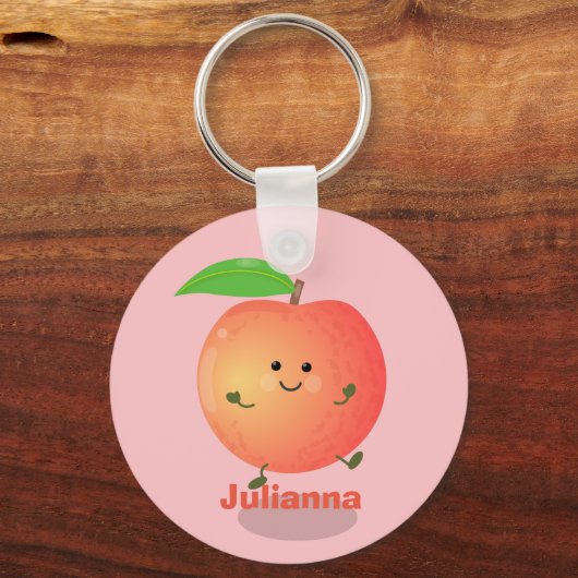 かわいいハッピーピーチイエローアニメ キーホルダー (正面)