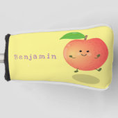 かわいいハッピーピーチイエローアニメ ゴルフヘッドカバー (正面)