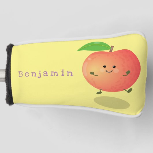 かわいいハッピーピーチイエローアニメ ゴルフヘッドカバー (正面)