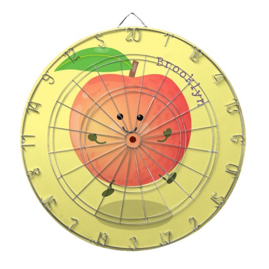 かわいいハッピーピーチイエローアニメ ダーツボード (正面)