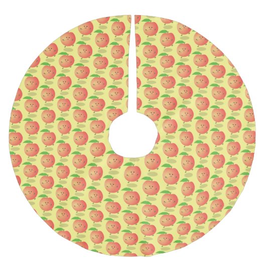 かわいいハッピーピーチイエローアニメ ブラッシュドポリエステルツリースカート (正面)