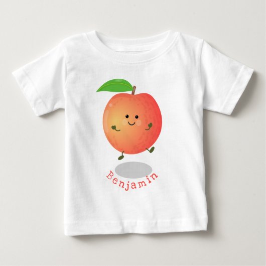 かわいいハッピーピーチイエローアニメ ベビーTシャツ (正面)