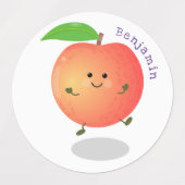 かわいいハッピーピーチイエローアニメ ラベル (デザイン1)