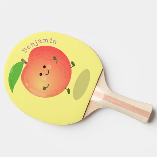 かわいいハッピーピーチイエローアニメ 卓球ラケット (横)