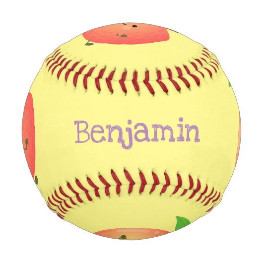 かわいいハッピーピーチイエローアニメ 野球ボール (裏面)