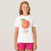 かわいいハッピーピーチイエローアニメ Tシャツ (正面フル)