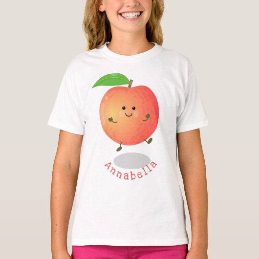 かわいいハッピーピーチイエローアニメ Tシャツ (正面)