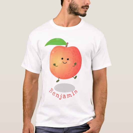 かわいいハッピーピーチイエローアニメ Tシャツ (正面)