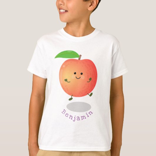 かわいいハッピーピーチイエローアニメ Tシャツ (正面)