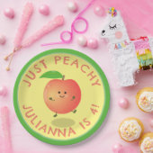 かわいいハッピーピーチパーソナライズされたン誕生日 ペーパープレート (パーティー)