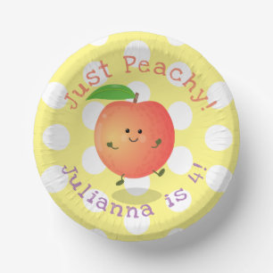 かわいいハッピーピーチ夏の漫画イラストレーション ペーパーボウル