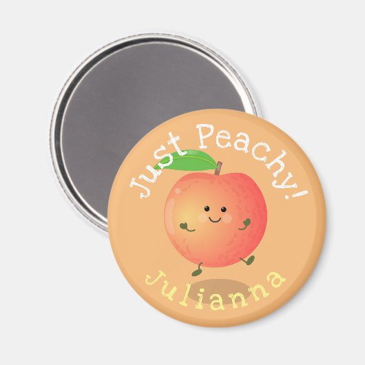 かわいいハッピーピーチ夏の漫画イラストレーション マグネット (正面/裏面)