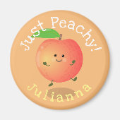 かわいいハッピーピーチ夏の漫画イラストレーション マグネット (正面)