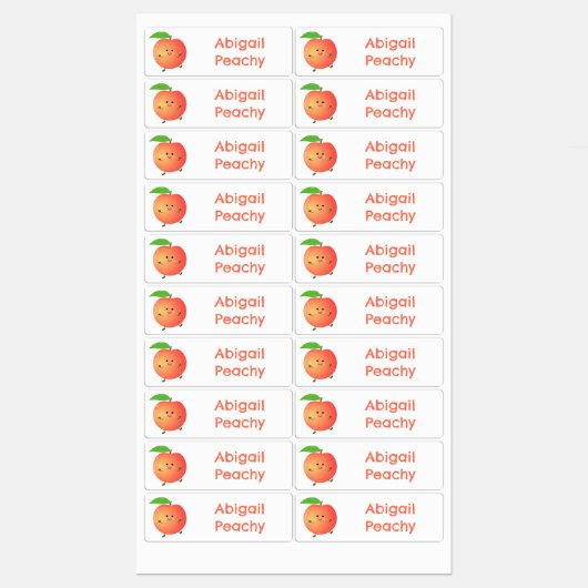 かわいいハッピーピーチ黄色の漫画パーソナライズされた ラベル (シート)