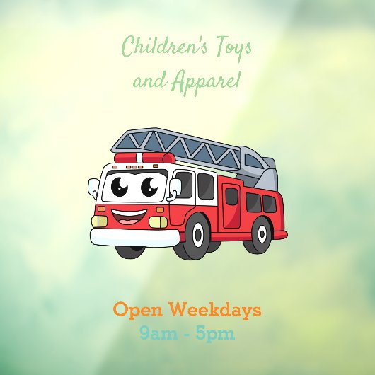 かわいいハッピーファイアーエンジンアニメ ウィンドウサイン (シート3)