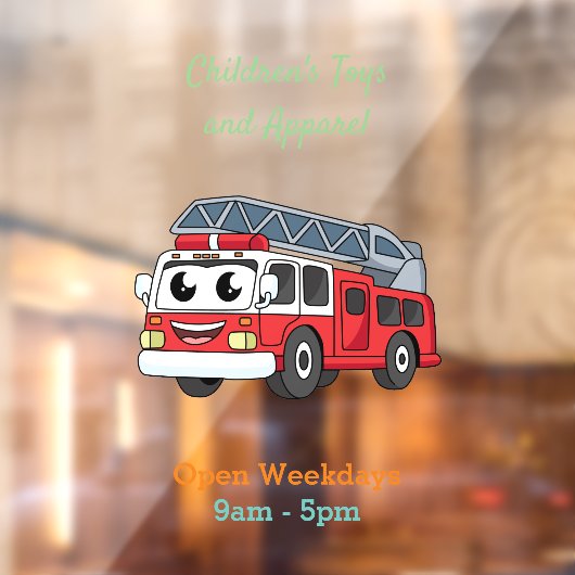 かわいいハッピーファイアーエンジンアニメ ウィンドウサイン (シート2)