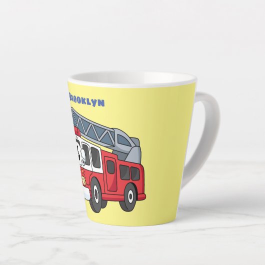 かわいいハッピーファイアーエンジンアニメ カフェラテマグ (右アングル)