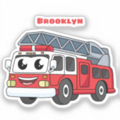 かわいいハッピーファイアーエンジンアニメ シール (正面)