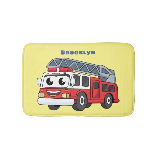 かわいいハッピーファイアーエンジンアニメ バスマット (正面)