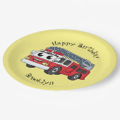 かわいいハッピーファイアーエンジンアニメ ペーパープレート (アングル)