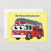 かわいいハッピーファイアーエンジンアニメ ポストカード (正面/裏面)