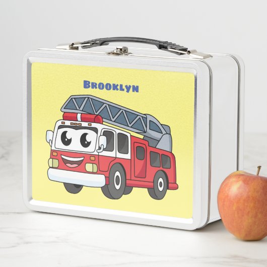 かわいいハッピーファイアーエンジンアニメ メタルランチボックス (インサイチュ)