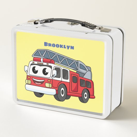 かわいいハッピーファイアーエンジンアニメ メタルランチボックス (裏面)