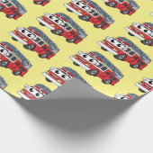 かわいいハッピーファイアーエンジンアニメ ラッピングペーパー (角)