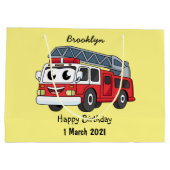 かわいいハッピーファイアーエンジンアニメ ラージペーパーバッグ (裏面)