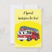 かわいいハッピーファイアーエンジンアニメ 招待状 (裏面)