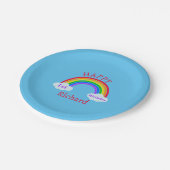 かわいいハッピーファースト誕生日レインボーブルーパーティー ペーパープレート (アングル)