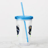 かわいいハッピーフィッシュufo宇宙漫画イラストレーション アクリルタンブラー (左)