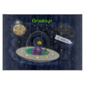 かわいいハッピーフィッシュufo宇宙漫画イラストレーション カッティングボード (正面)