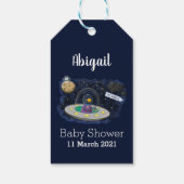 かわいいハッピーフィッシュufo宇宙漫画イラストレーション ギフトタグ (裏面)