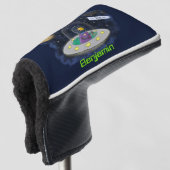 かわいいハッピーフィッシュufo宇宙漫画イラストレーション ゴルフヘッドカバー (3/4 正面)