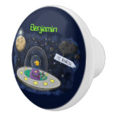 かわいいハッピーフィッシュufo宇宙漫画イラストレーション セラミックノブ (右)